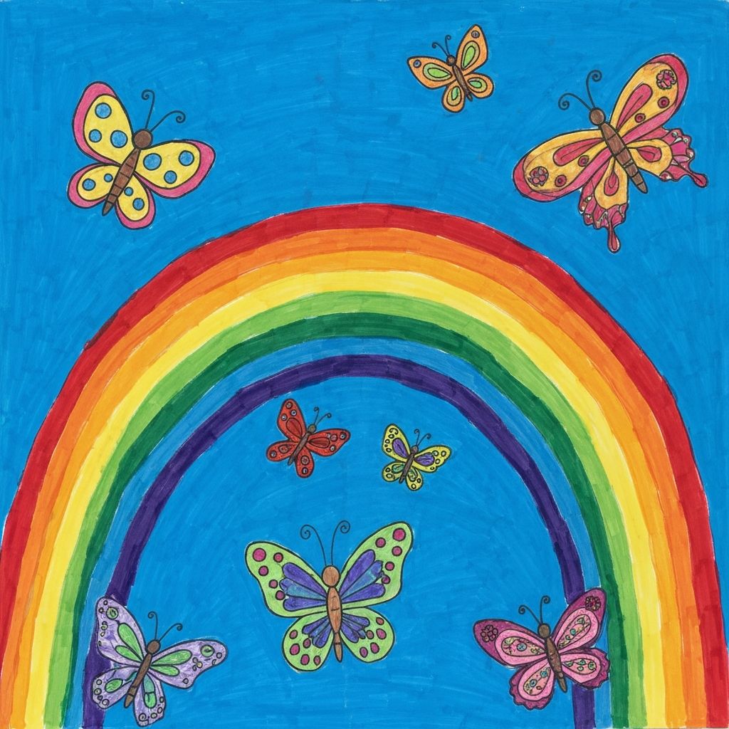 Радуга и бабочки